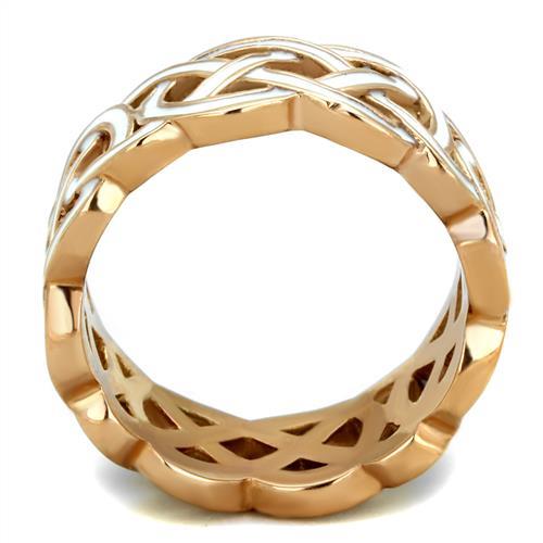 MATK2159 - IP Rose Gold(Ion Plating) Stainless Steel Ring with Epoxy in White