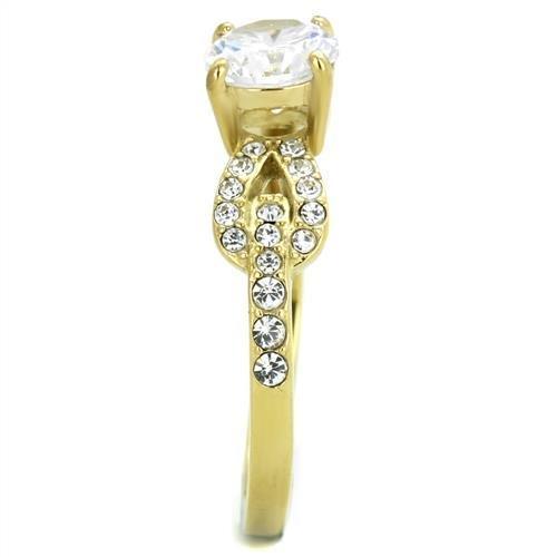MATK2168 - IP Gold(Ion Plating) Stainless Steel Ring with AAA Grade CZ in Clear