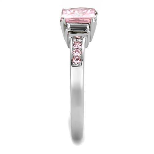 MATK2169 - High polished (no plating) Stainless Steel Ring with AAA Grade CZ in Rose
