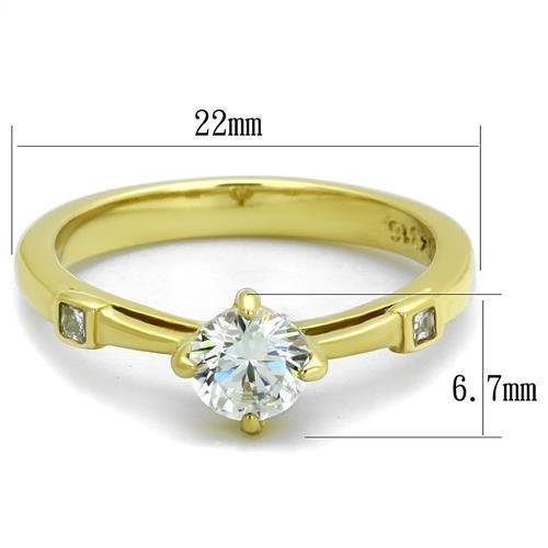 MATK2170 - IP Gold(Ion Plating) Stainless Steel Ring with AAA Grade CZ in Clear