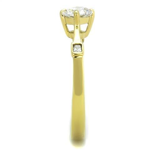 MATK2170 - IP Gold(Ion Plating) Stainless Steel Ring with AAA Grade CZ in Clear