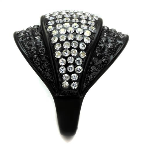 MATK2200 - IP Black(Ion Plating) Stainless Steel Ring with Top Grade Crystal in Multi Color