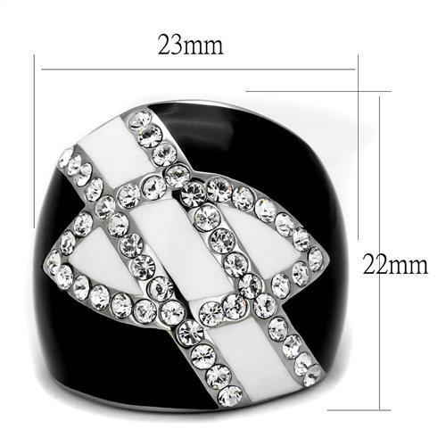 MATK2211 - High polished (no plating) Stainless Steel Ring with Top Grade Crystal in Clear