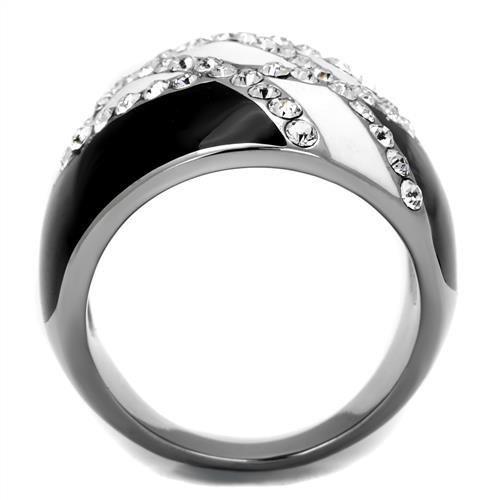 MATK2211 - High polished (no plating) Stainless Steel Ring with Top Grade Crystal in Clear