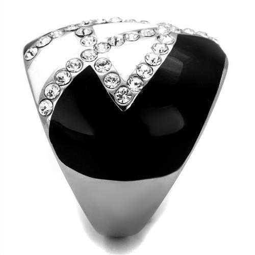 MATK2211 - High polished (no plating) Stainless Steel Ring with Top Grade Crystal in Clear