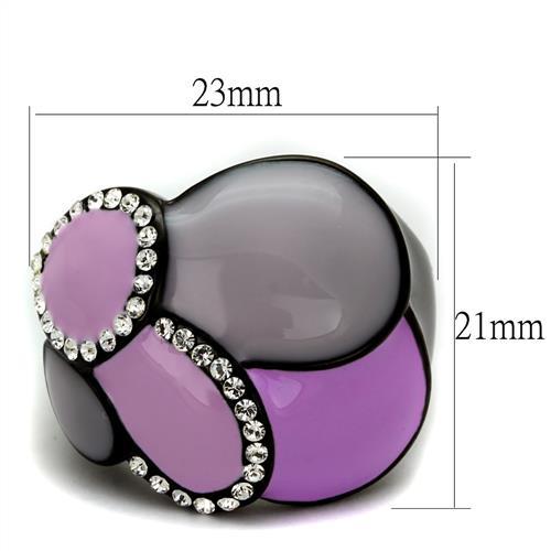 MATK2215 - IP Black(Ion Plating) Stainless Steel Ring with Top Grade Crystal in Clear