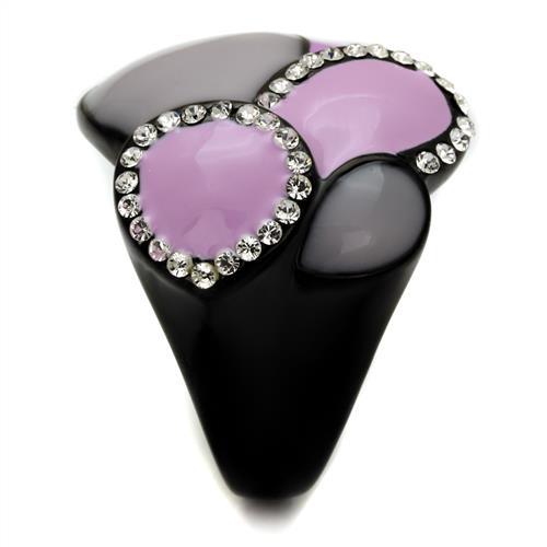 MATK2215 - IP Black(Ion Plating) Stainless Steel Ring with Top Grade Crystal in Clear