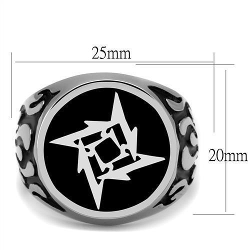 MATK2225 - High polished (no plating) Stainless Steel Ring with Epoxy in Jet