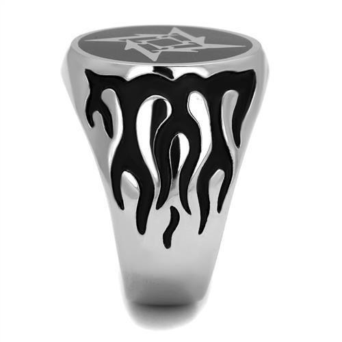 MATK2225 - High polished (no plating) Stainless Steel Ring with Epoxy in Jet