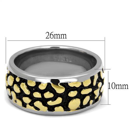 MATK2238 - Two-Tone IP Gold (Ion Plating) Stainless Steel Ring with Epoxy in Jet