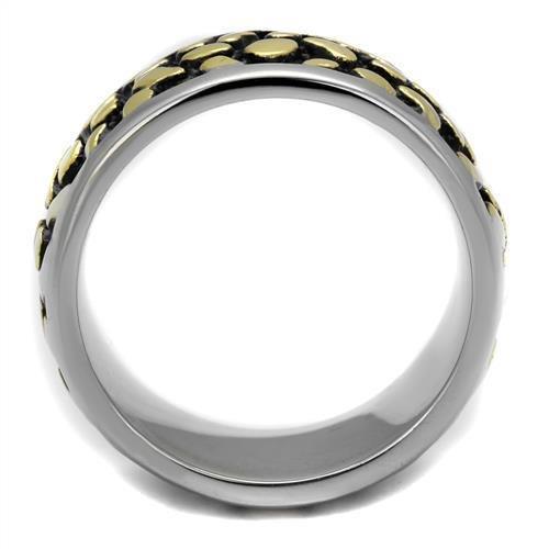 MATK2238 - Two-Tone IP Gold (Ion Plating) Stainless Steel Ring with Epoxy in Jet