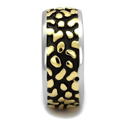 MATK2238 - Two-Tone IP Gold (Ion Plating) Stainless Steel Ring with Epoxy in Jet