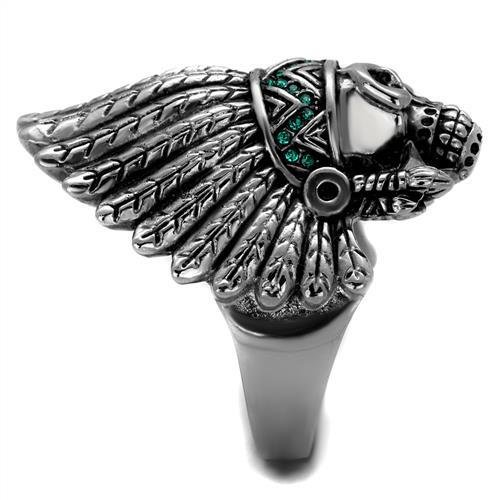 MATK2245 - High polished (no plating) Stainless Steel Ring with Top Grade Crystal in Emerald