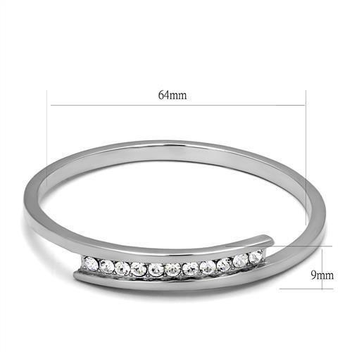 MATK2248 - High polished (no plating) Stainless Steel Bangle with Top Grade Crystal in Clear