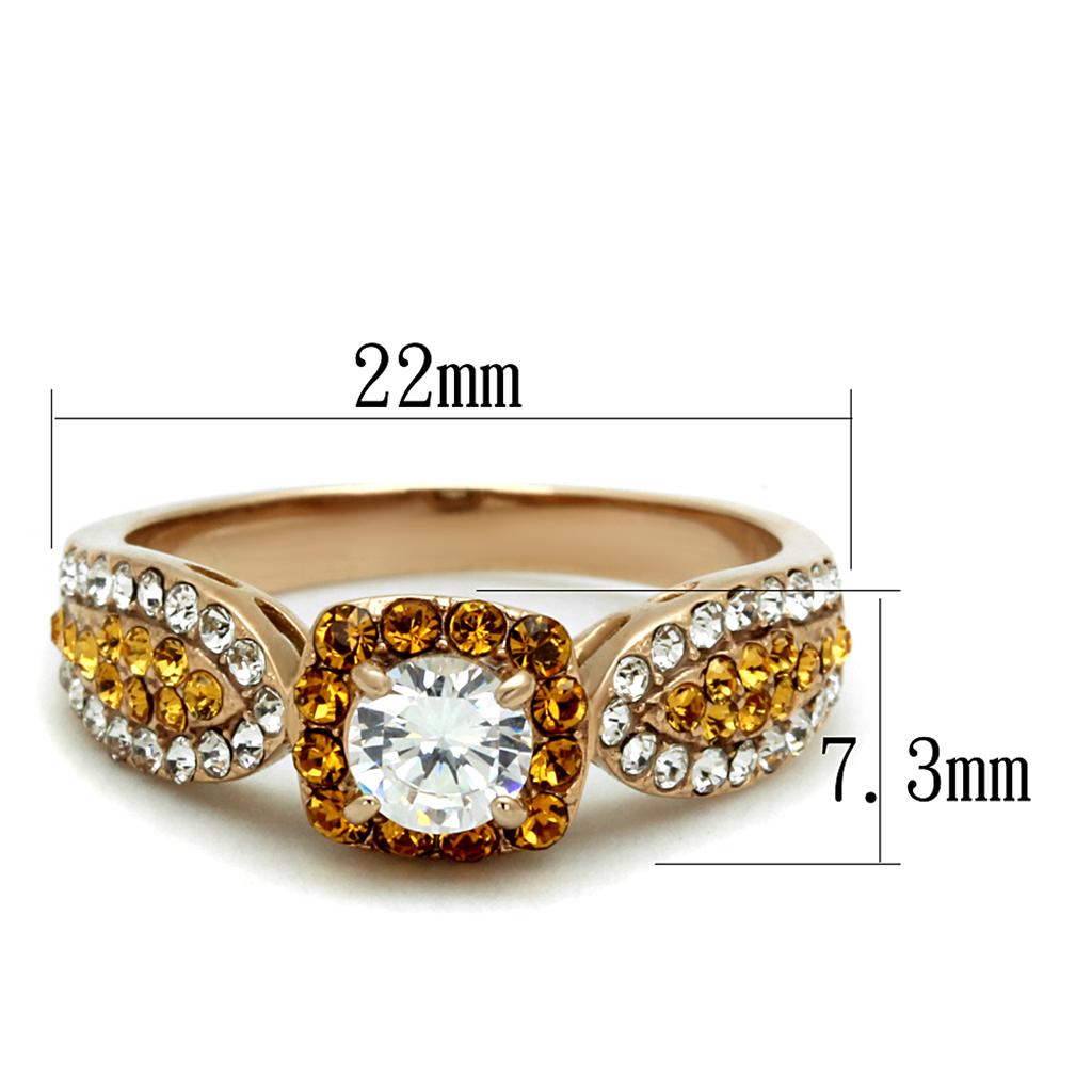 MATK2250 - IP Rose Gold(Ion Plating) Stainless Steel Ring with AAA Grade CZ in Clear
