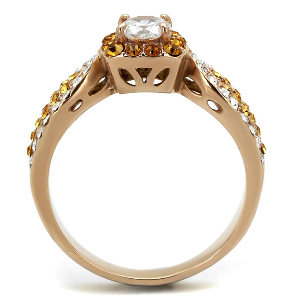 MATK2250 - IP Rose Gold(Ion Plating) Stainless Steel Ring with AAA Grade CZ in Clear