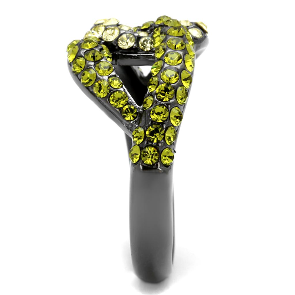 MATK2251LJ - IP Light Black (IP Gun) Stainless Steel Ring with Top Grade Crystal in Multi Color