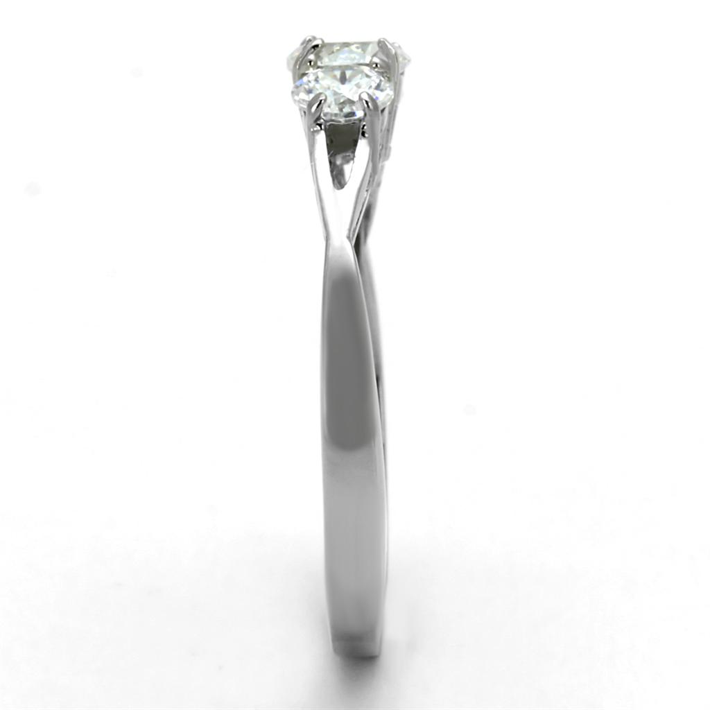 MATK2260 - High polished (no plating) Stainless Steel Ring with AAA Grade CZ in Clear