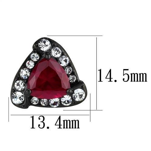 MATK2272 - IP Black(Ion Plating) Stainless Steel Earrings with AAA Grade CZ in Ruby
