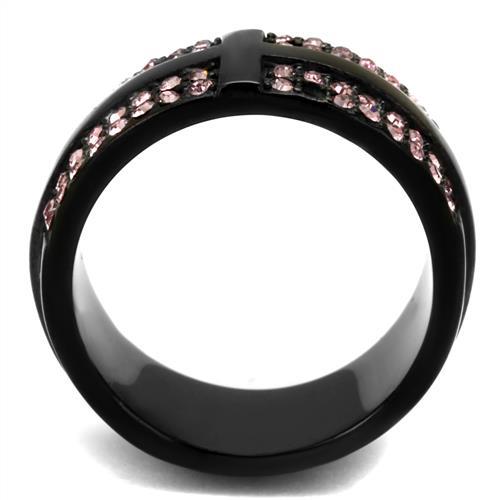 MATK2280 - IP Black(Ion Plating) Stainless Steel Ring with Top Grade Crystal in Light Amethyst