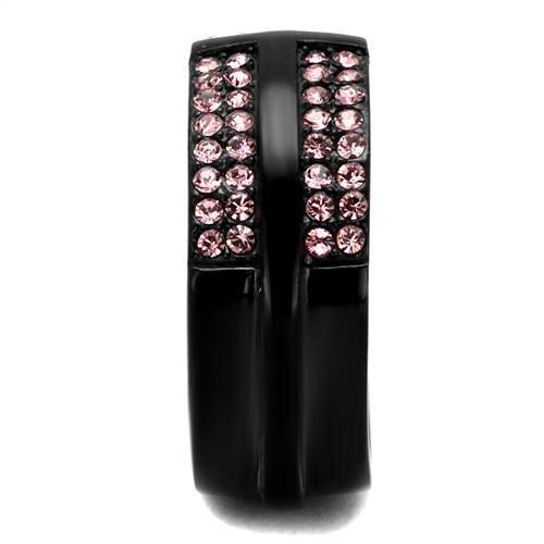 MATK2280 - IP Black(Ion Plating) Stainless Steel Ring with Top Grade Crystal in Light Amethyst