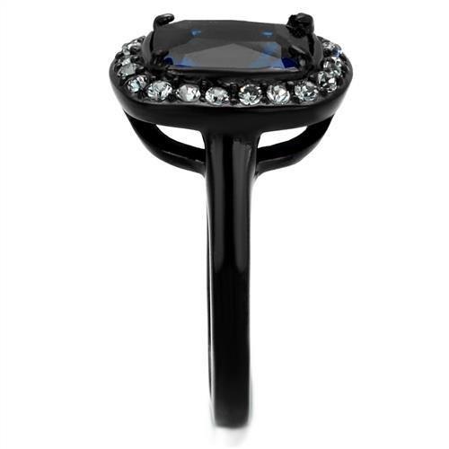 MATK2283 - Two-Tone IP Black (Ion Plating) Stainless Steel Ring with Synthetic Synthetic Glass in Montana