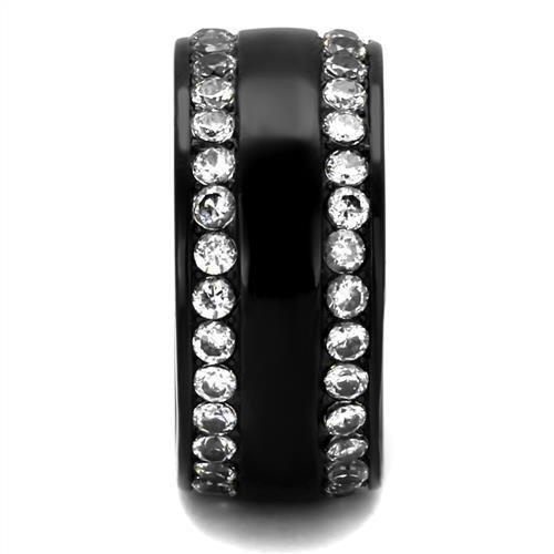 MATK2290 - IP Black(Ion Plating) Stainless Steel Ring with AAA Grade CZ in Clear