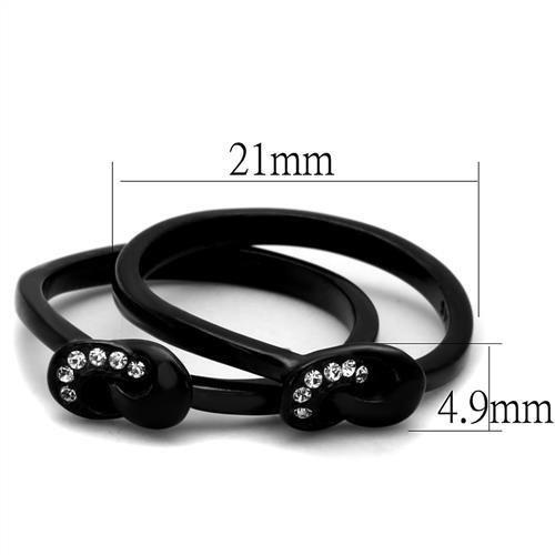 MATK2300 - IP Black(Ion Plating) Stainless Steel Ring with Top Grade Crystal in Clear
