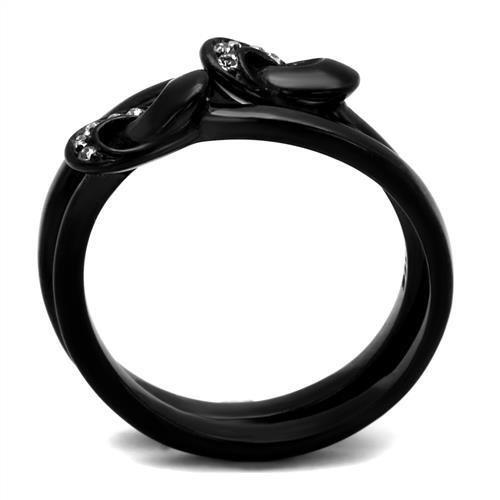 MATK2300 - IP Black(Ion Plating) Stainless Steel Ring with Top Grade Crystal in Clear