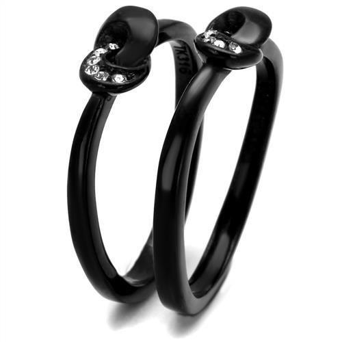 MATK2300 - IP Black(Ion Plating) Stainless Steel Ring with Top Grade Crystal in Clear