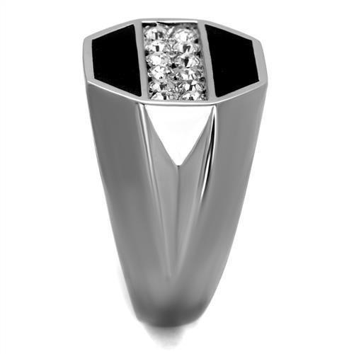 MATK2309 - High polished (no plating) Stainless Steel Ring with Top Grade Crystal in Clear