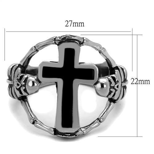 MATK2313 - High polished (no plating) Stainless Steel Ring with Epoxy in Jet