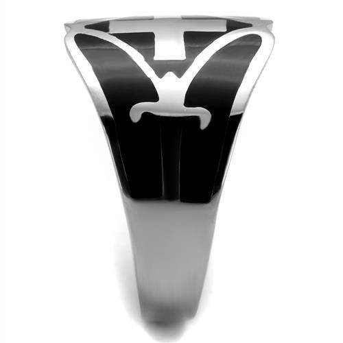 MATK2314 - High polished (no plating) Stainless Steel Ring with Epoxy in Jet