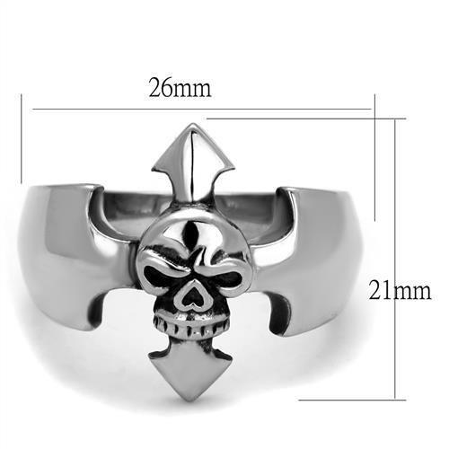 MATK2318 - High polished (no plating) Stainless Steel Ring with Epoxy in Jet