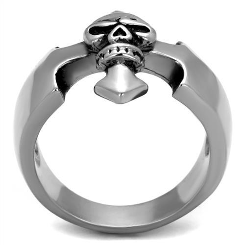 MATK2318 - High polished (no plating) Stainless Steel Ring with Epoxy in Jet
