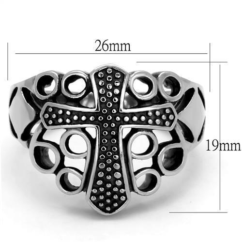 MATK2320 - High polished (no plating) Stainless Steel Ring with Epoxy in Jet