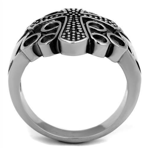 MATK2320 - High polished (no plating) Stainless Steel Ring with Epoxy in Jet