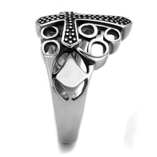 MATK2320 - High polished (no plating) Stainless Steel Ring with Epoxy in Jet