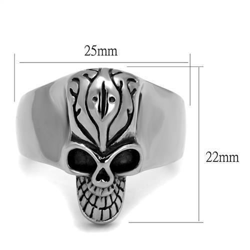 MATK2324 - High polished (no plating) Stainless Steel Ring with Epoxy in Jet