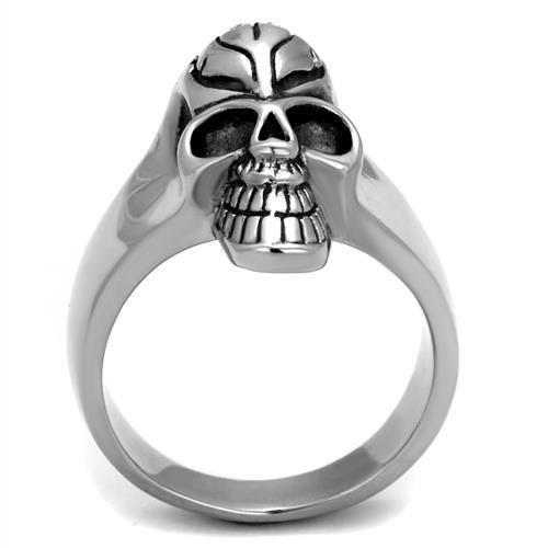 MATK2324 - High polished (no plating) Stainless Steel Ring with Epoxy in Jet