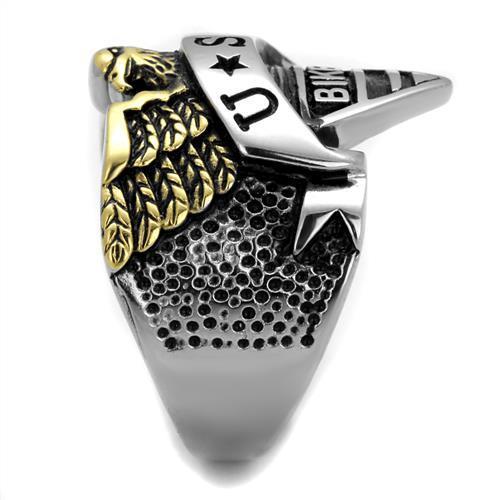 MATK2327 - Two-Tone IP Gold (Ion Plating) Stainless Steel Ring with Epoxy in Jet
