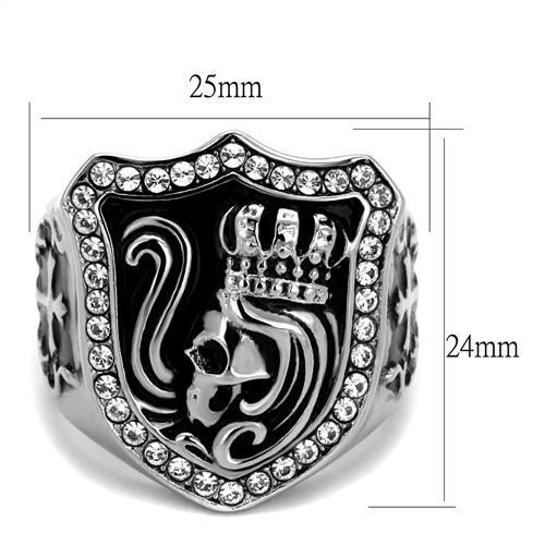 MATK2328 - High polished (no plating) Stainless Steel Ring with Top Grade Crystal in Clear