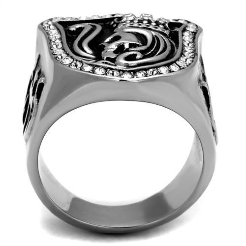 MATK2328 - High polished (no plating) Stainless Steel Ring with Top Grade Crystal in Clear