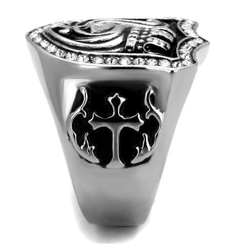 MATK2328 - High polished (no plating) Stainless Steel Ring with Top Grade Crystal in Clear