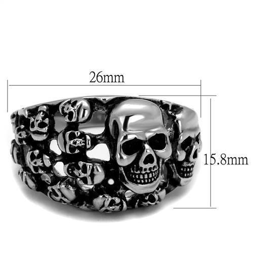MATK2332 - High polished (no plating) Stainless Steel Ring with Epoxy in Jet