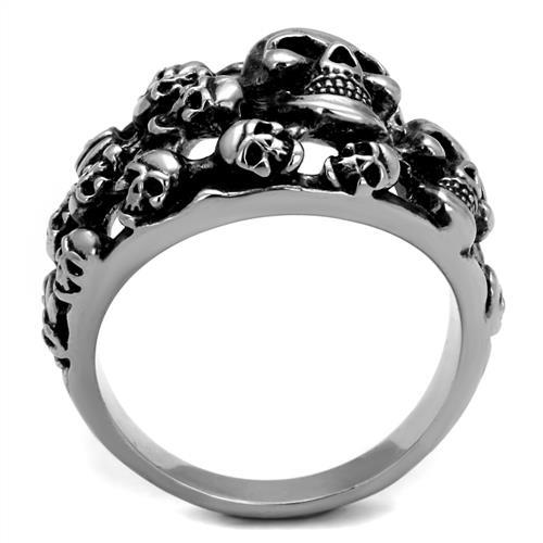 MATK2332 - High polished (no plating) Stainless Steel Ring with Epoxy in Jet