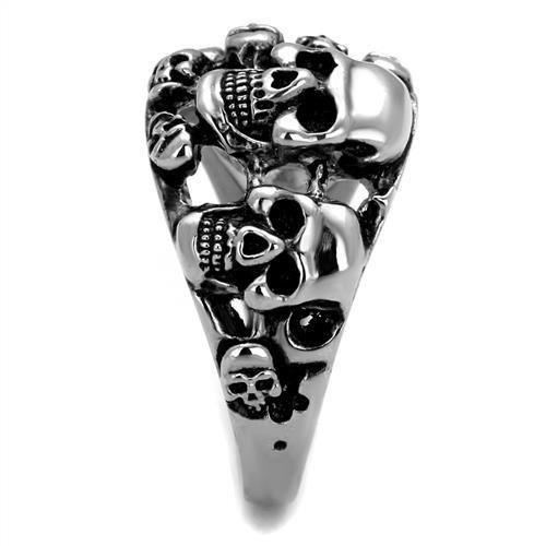 MATK2332 - High polished (no plating) Stainless Steel Ring with Epoxy in Jet