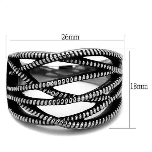 MATK2335 - High polished (no plating) Stainless Steel Ring with Epoxy in Jet