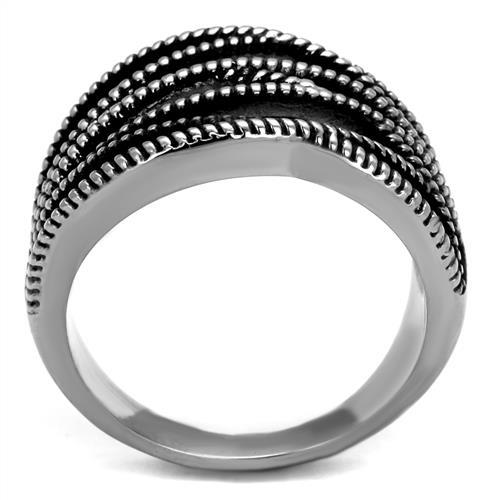 MATK2335 - High polished (no plating) Stainless Steel Ring with Epoxy in Jet