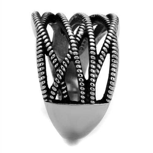 MATK2335 - High polished (no plating) Stainless Steel Ring with Epoxy in Jet